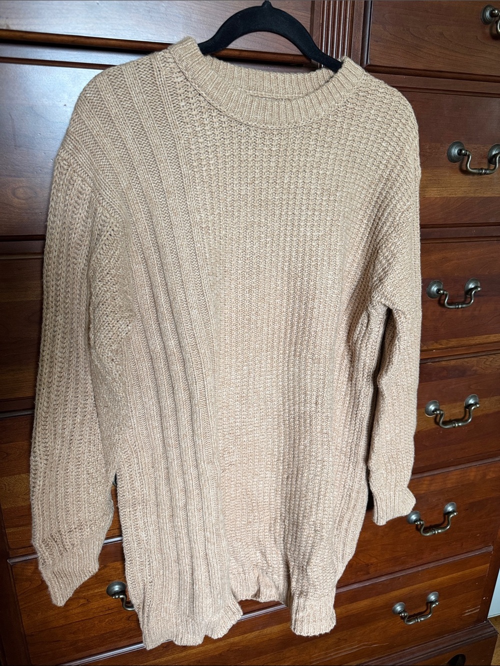 Lou & Grey Women's Long Sleeve Tan Textured Knit Sweater - Tan Size Small